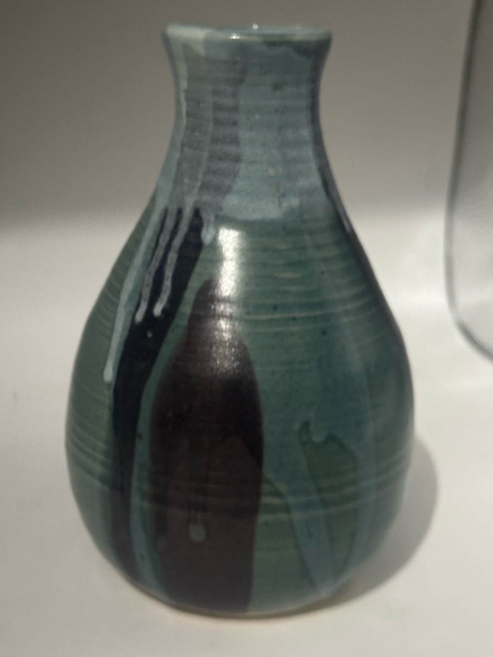 Handcrafted Teal Drip Ceramic Vase - Home Accents